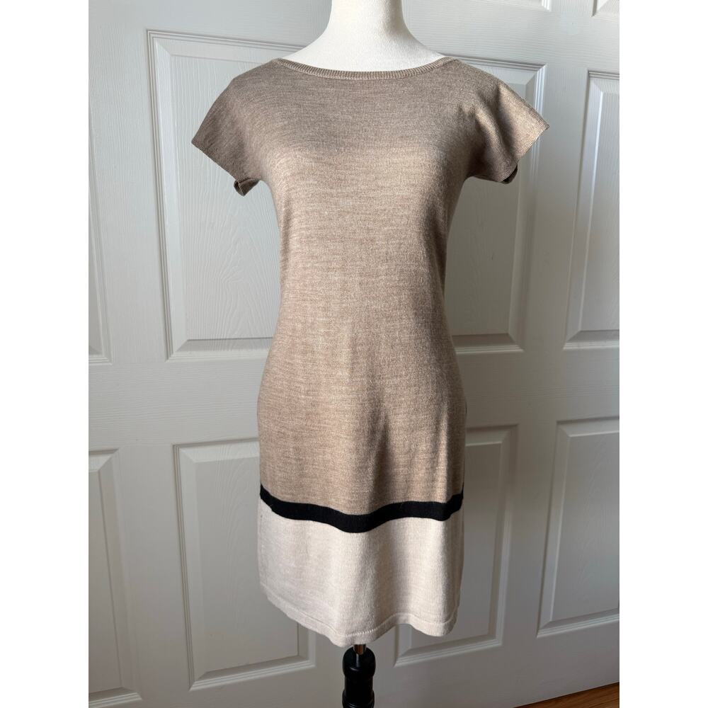 The Limited Wool Blend Brown Pullover Color Block Sweater Dress‎ XS Bodycon Fit